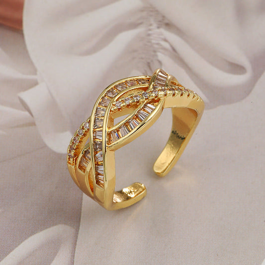 Couple Couple Rings Adjustable Cross Zircon Ring Weloria
