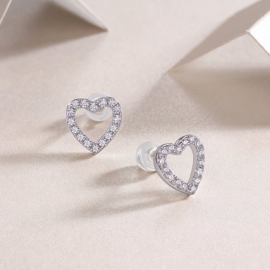 From The Heart - Fashionable, Trendy And Affordable Jewelry With Moissanite S925 Sterling Silver And Platinum-plated Stud Earrings Weloria