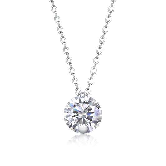 Simple Pleasure - A Fashionable And Luxurious Diamond Jewelry Pendant Set With 2-carat Moissanite S925 Sterling Silver And Platinum Plating Weloria