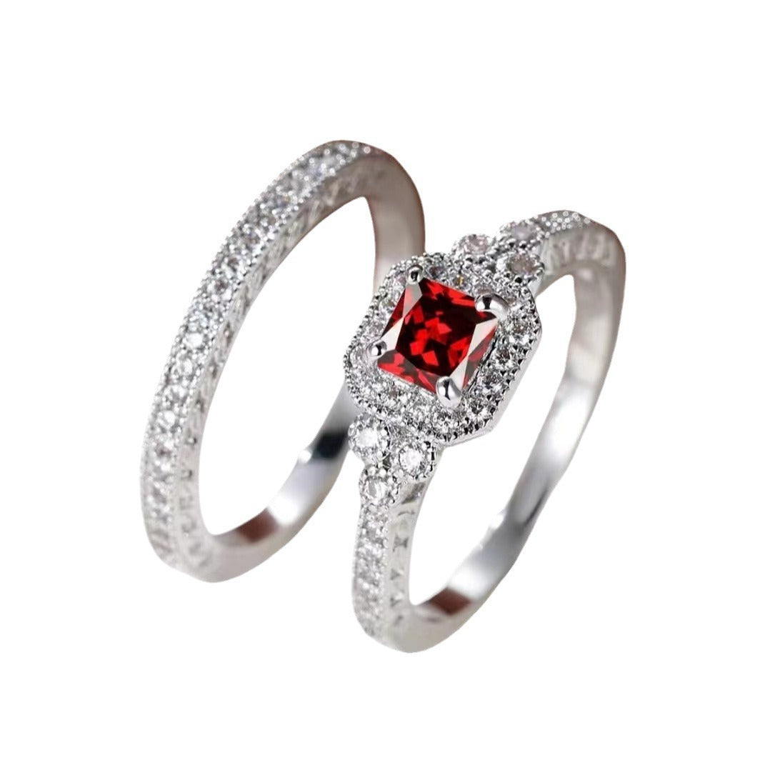 Fashion Ring Set Zircon Simple Ring Weloria
