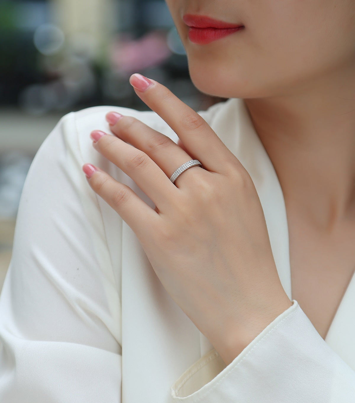 Light Up The Moments - A Fashionable Jewelry Ring Set With Moissanite S925 Sterling Silver And Platinum-plated Diamond Weloria