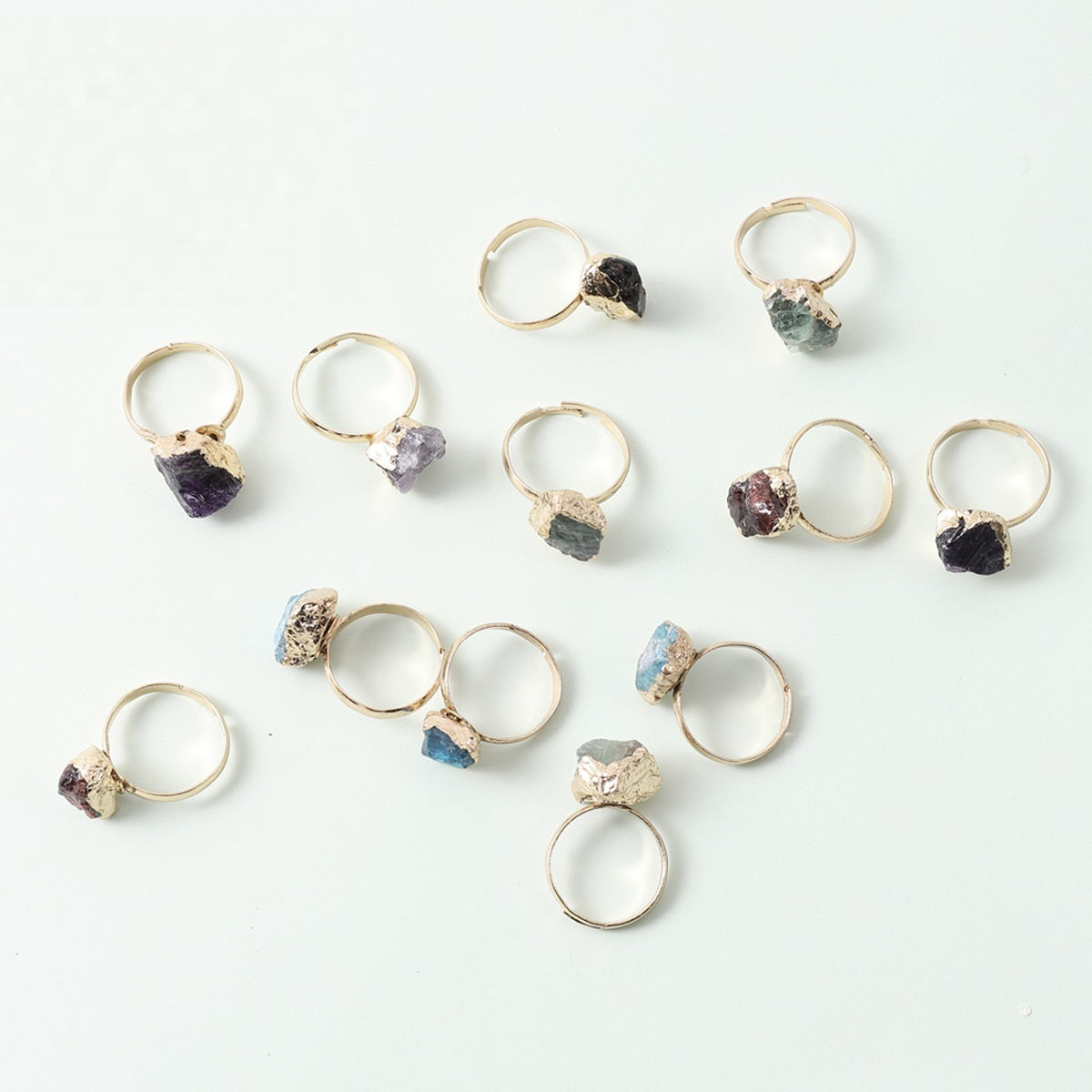 Natural Crystal Ring Rough Stone Gold-plated Open Weloria