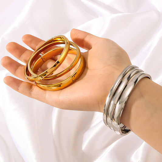 Fashionable All-match Stainless Steel Gold-plated Glossy Bracelet Does Not Fade Weloria
