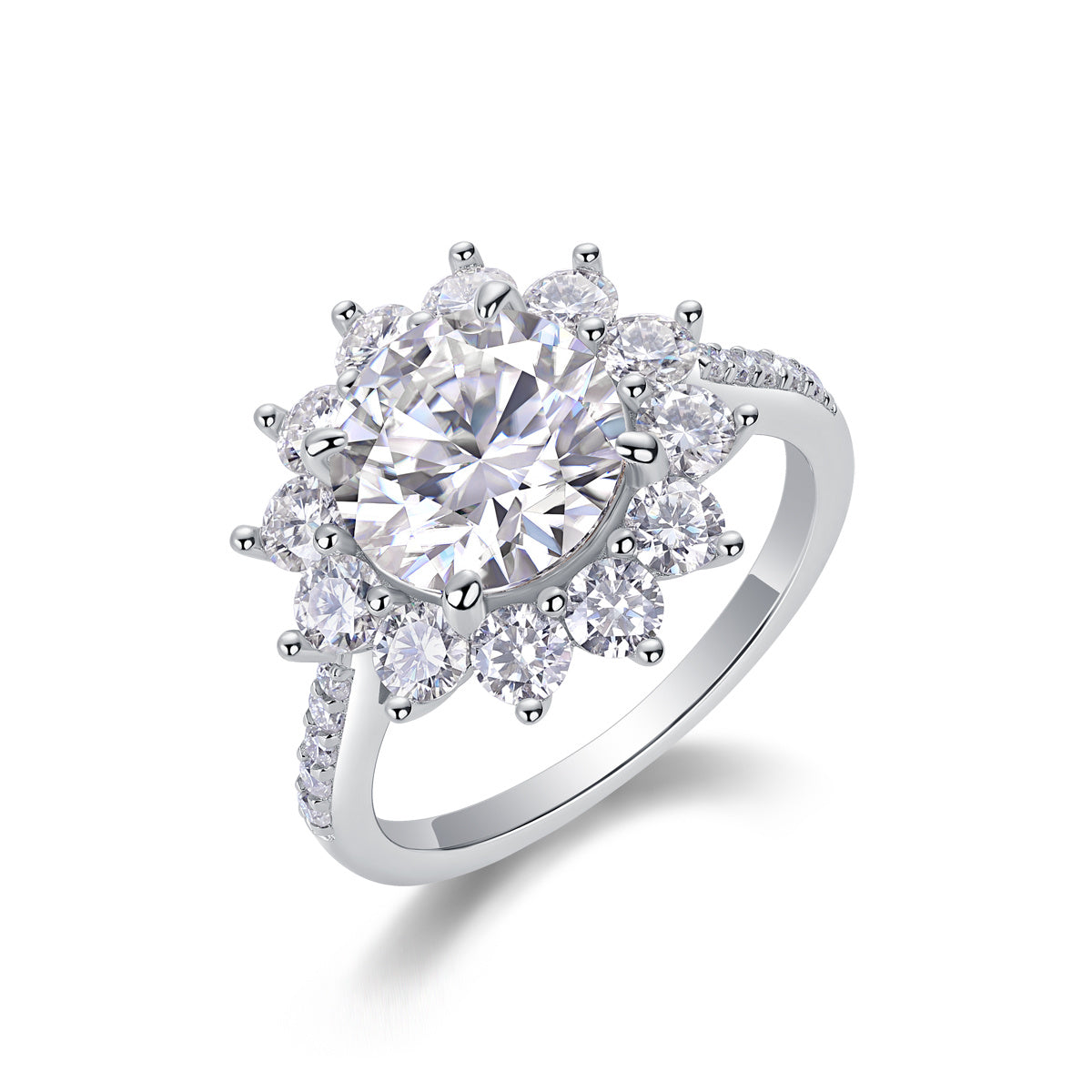 Sunflower - A Fashionable Diamond Jewelry Piece Set With 3-carat Moissanite S925 Sterling Silver And Platinum Diamond Ring Weloria