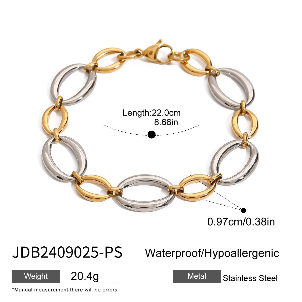 Stainless Steel Color Matching Metal Chain Bracelet Weloria