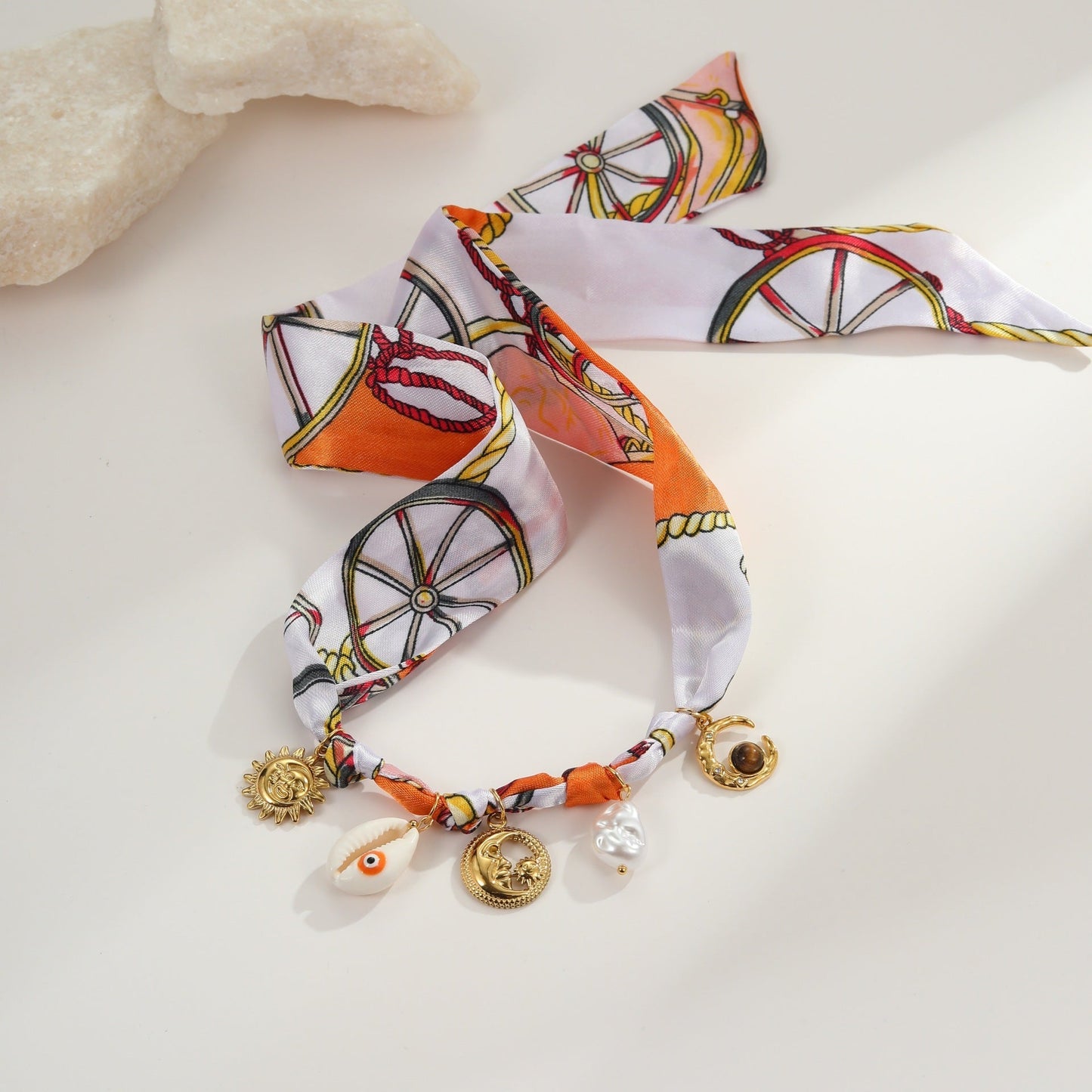 Affordable Luxury Silk Scarf Necklace Stainless Steel Bracelet Vacation Style High Sense Weloria