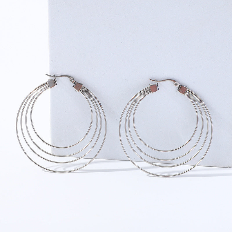 French Mosquito-repellent Incense Shape Stainless Steel Earrings Hoop Geometric And Gold Weloria