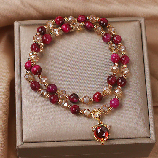 Ins Natural Rose Tigereye Crystal Bracelet Weloria