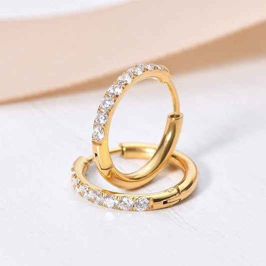Diamond-studded Earring Titanium Steel Gold Simplicity Weloria