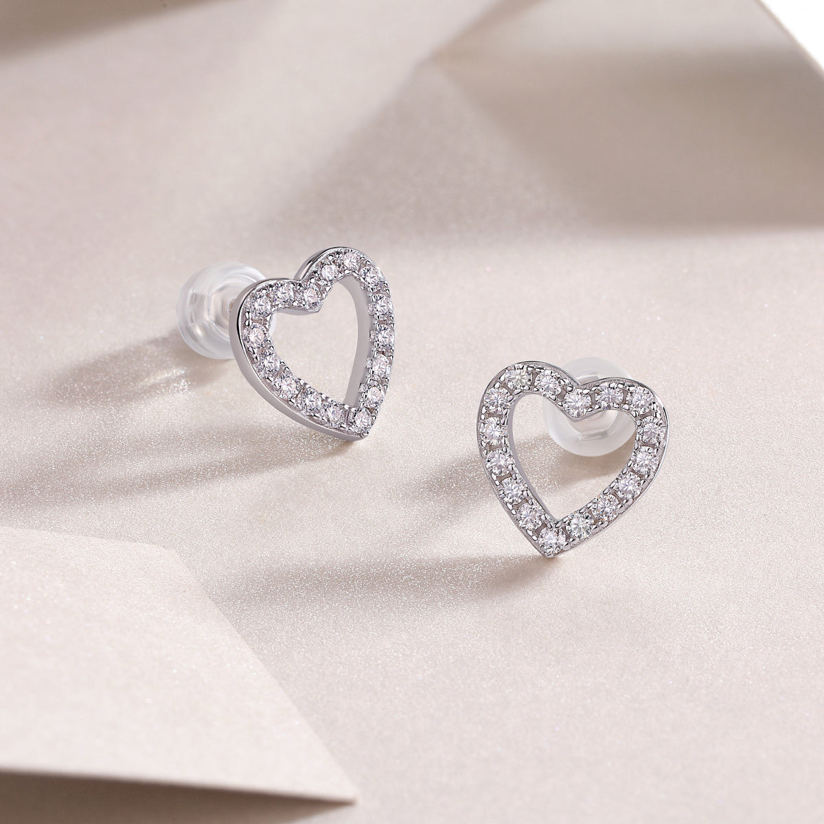 From The Heart - Fashionable, Trendy And Affordable Jewelry With Moissanite S925 Sterling Silver And Platinum-plated Stud Earrings Weloria