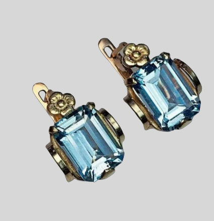 Square Rock Candy Earrings Navy Blue Topaz Stud Earrings Weloria