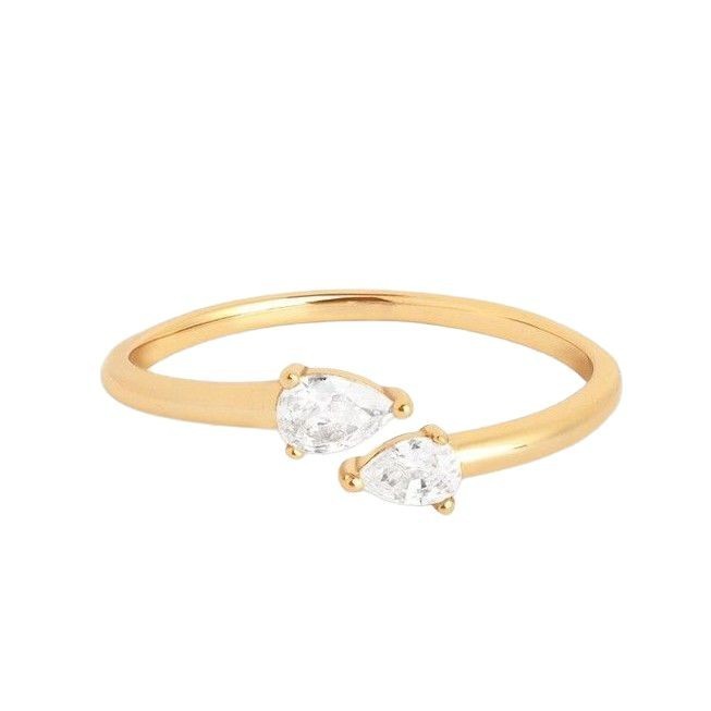 Silver Water Drop Zircon Opening Light Luxury Fashion Commuter Neutral Ring Weloria