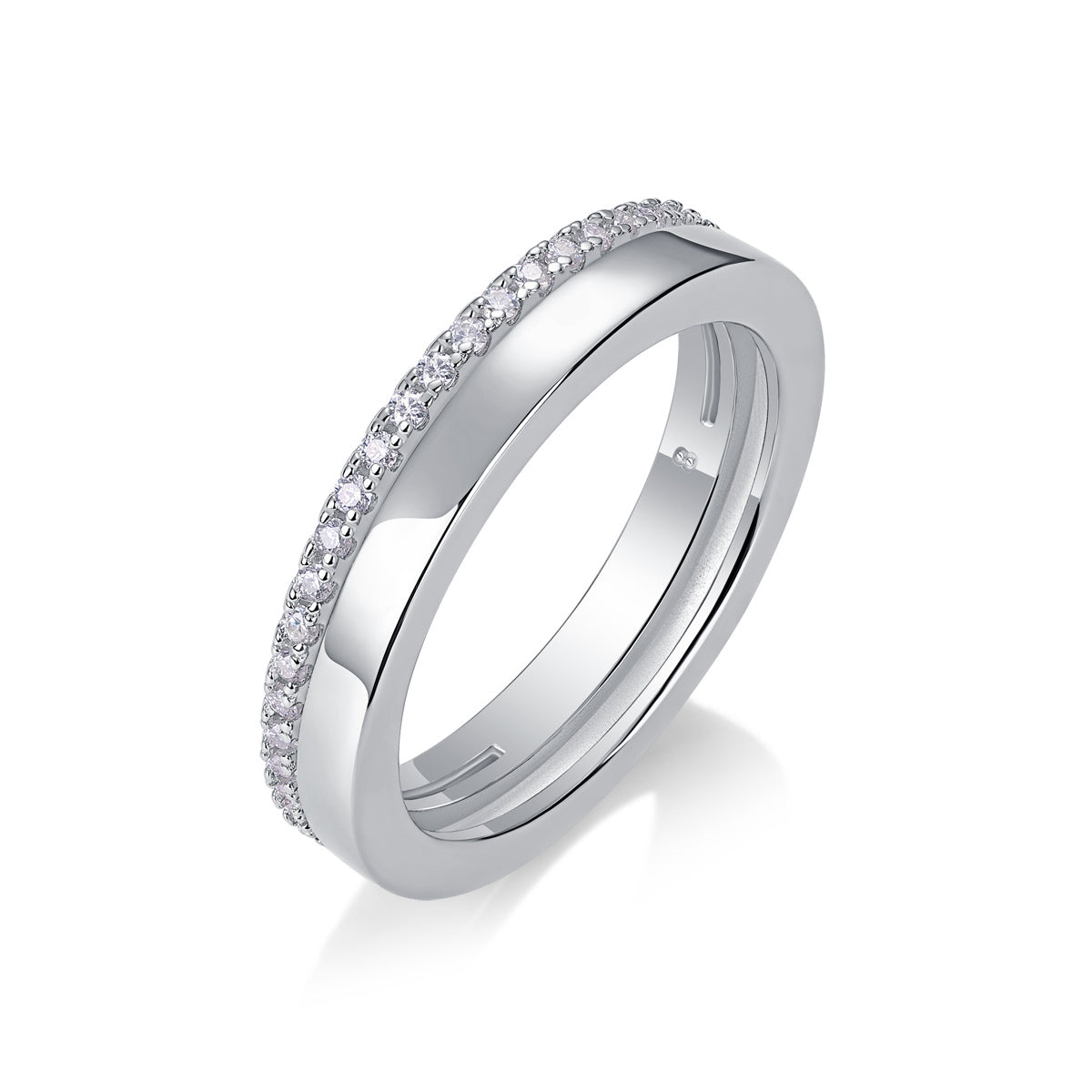Double Ring Shadow - A Fashionable And Luxurious Jewelry Piece Set With Moissanite S925 Sterling Silver And Platinum-plated Diamond Weloria