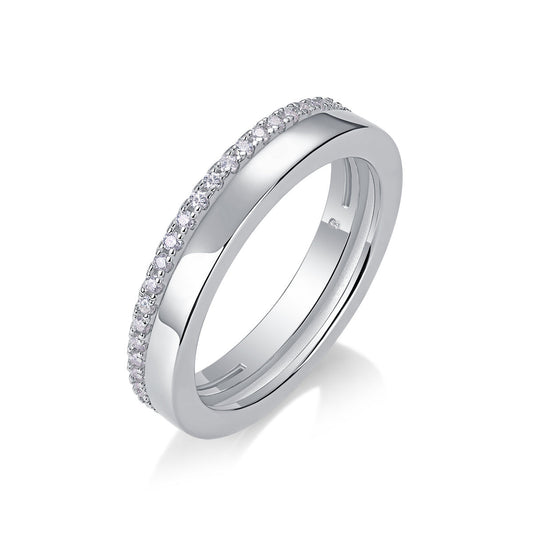 Double Ring Shadow - A Fashionable And Luxurious Jewelry Piece Set With Moissanite S925 Sterling Silver And Platinum-plated Diamond Weloria