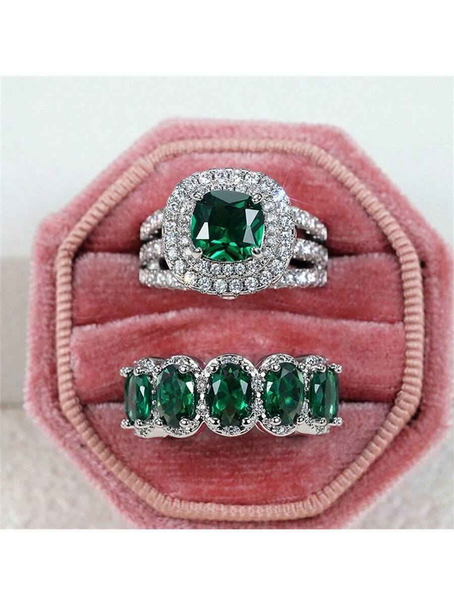 Egg-shaped Full Circle Micro Inlaid Zircon Ring Set Weloria