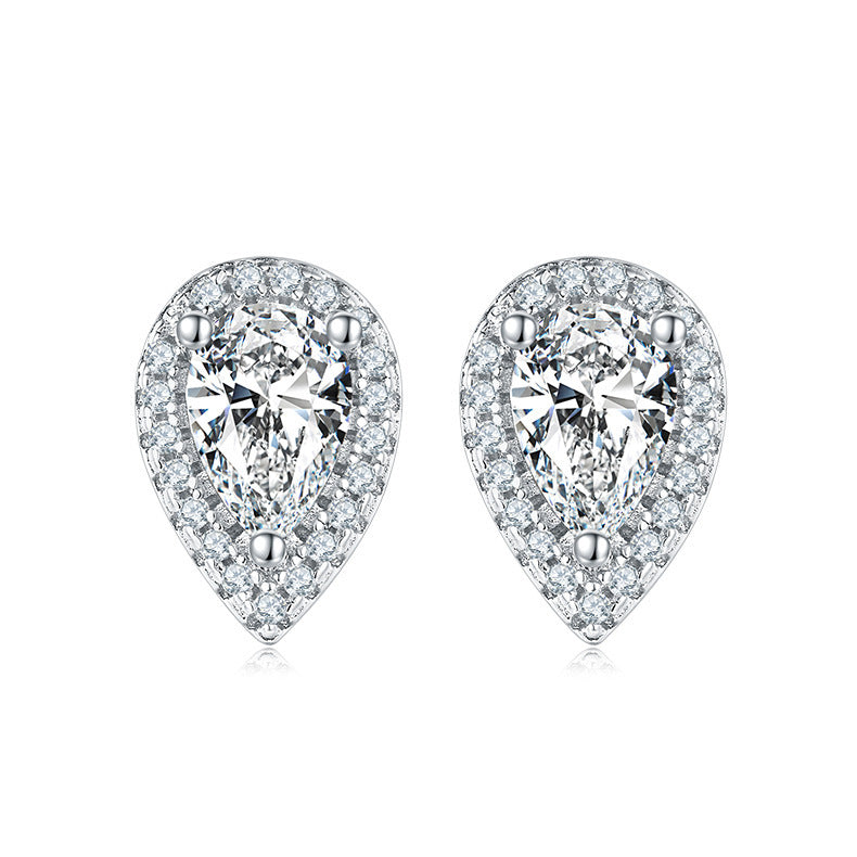 925 Silver Clavicle Chain Earrings Love Heart Suit Weloria