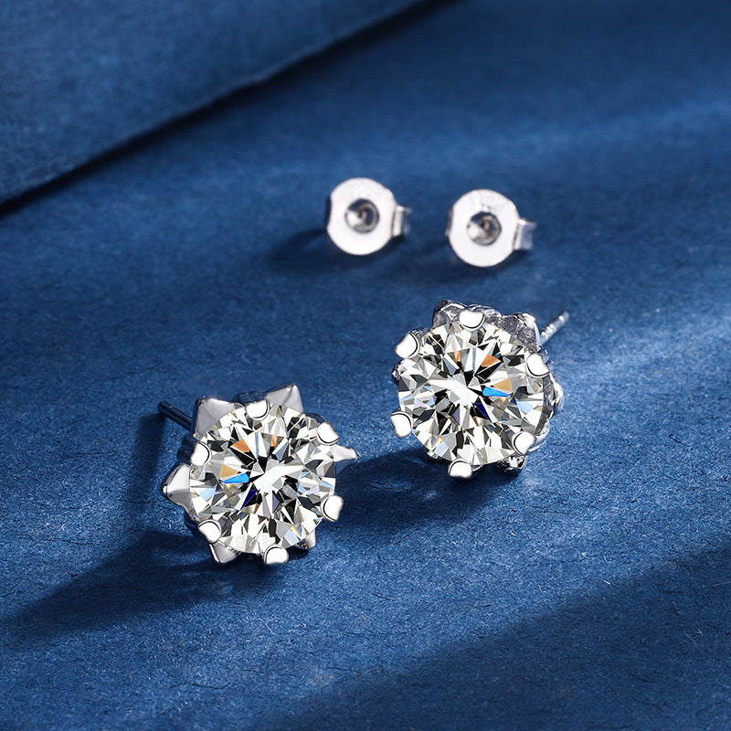 Snowflake Three-piece Simulation Moissanite Ring Necklace And Earring Suit Weloria