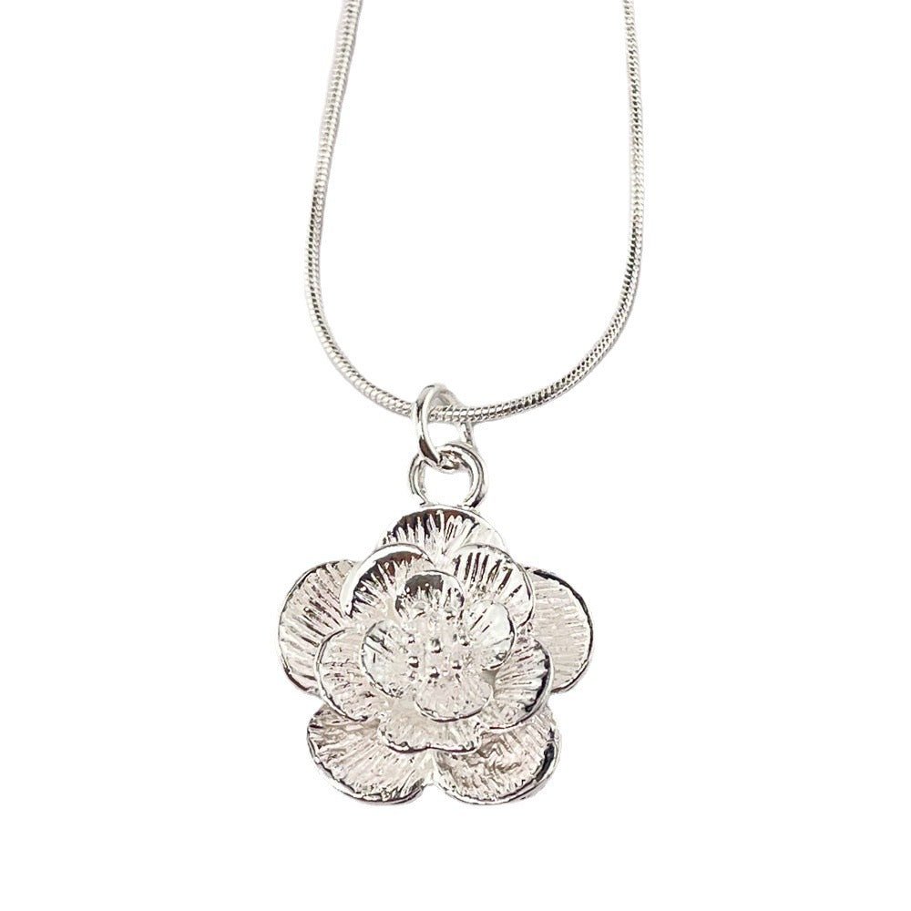 Silver Plated New Peony Necklace Weloria