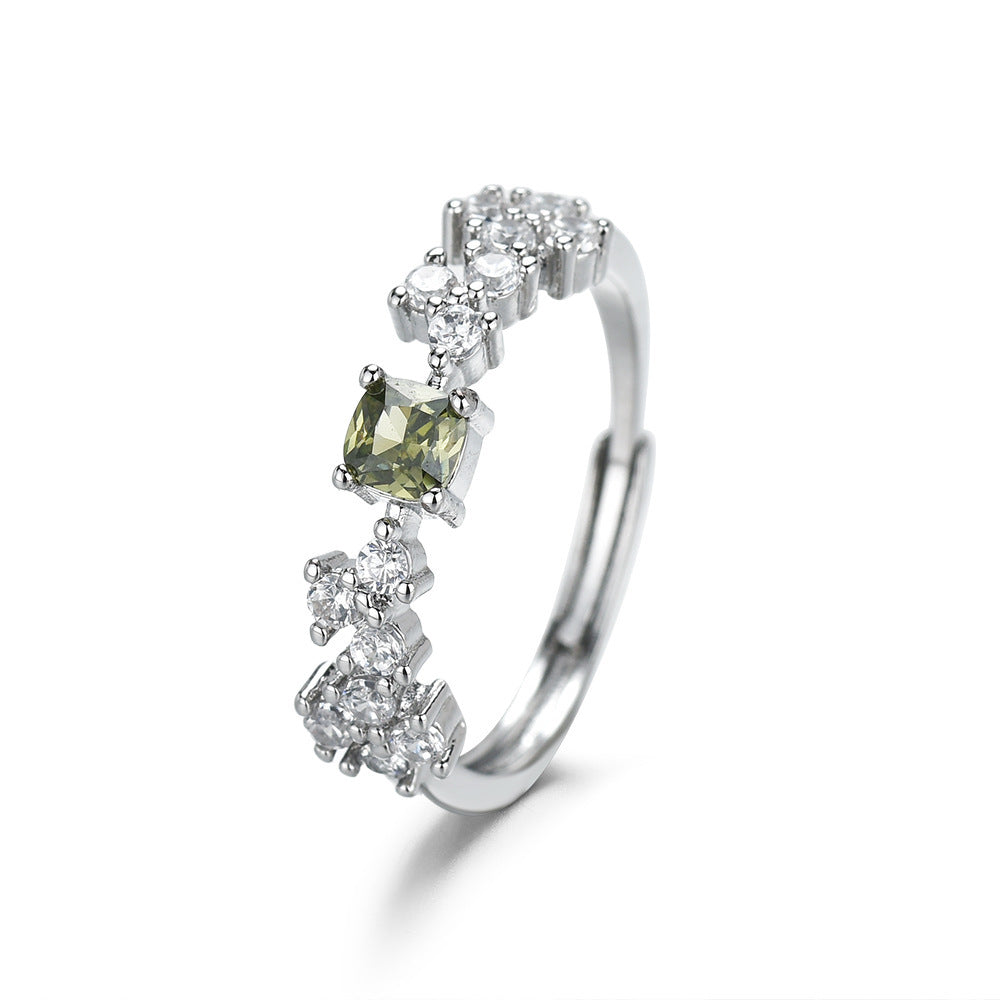 French Exquisite Shining Green Zircon Ring For Women Weloria