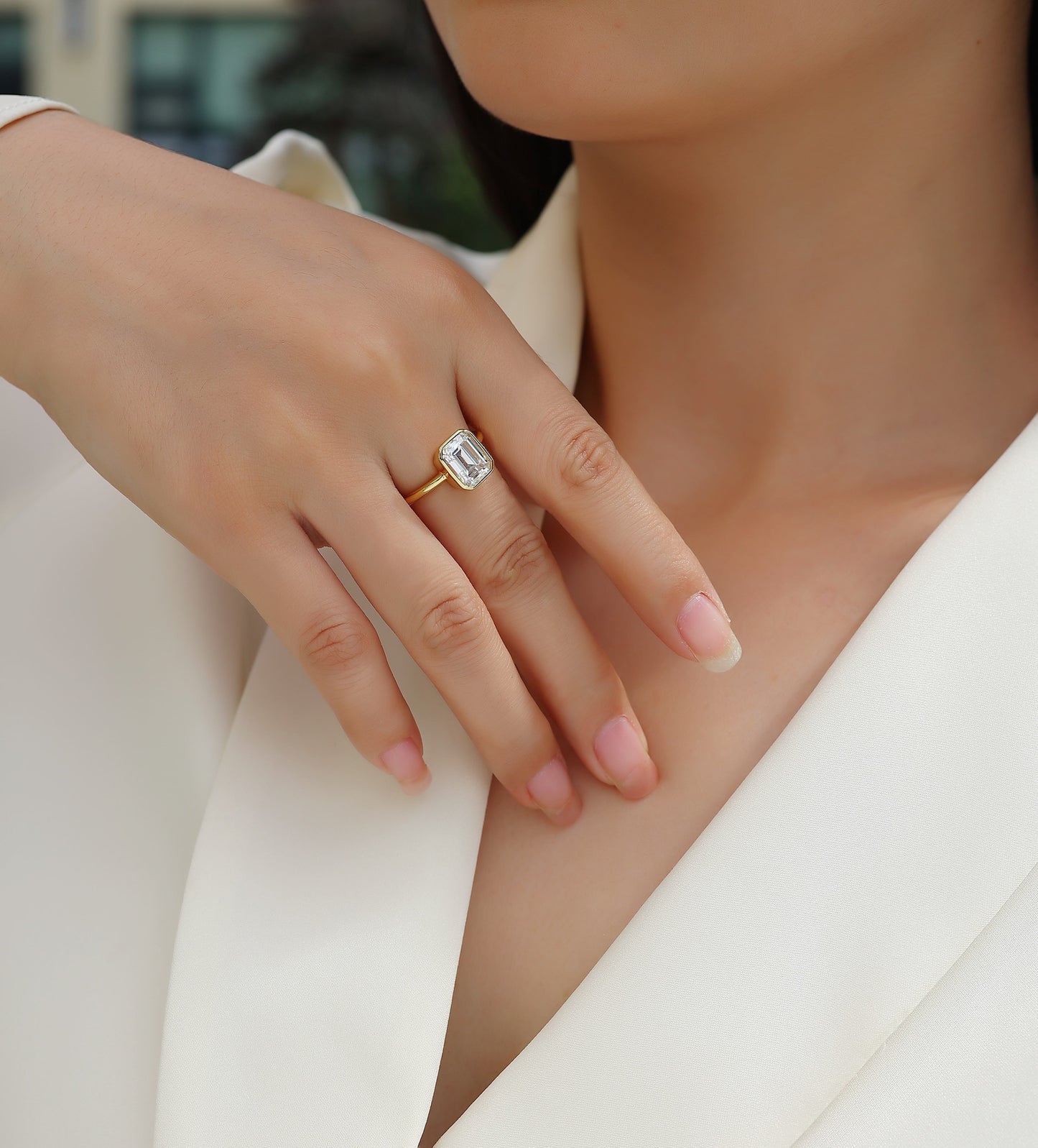 Pagoda - A Fashionable Diamond Jewelry Piece Set With Moissanite S925 Sterling Silver And Gold-plated Diamond Ring Weloria
