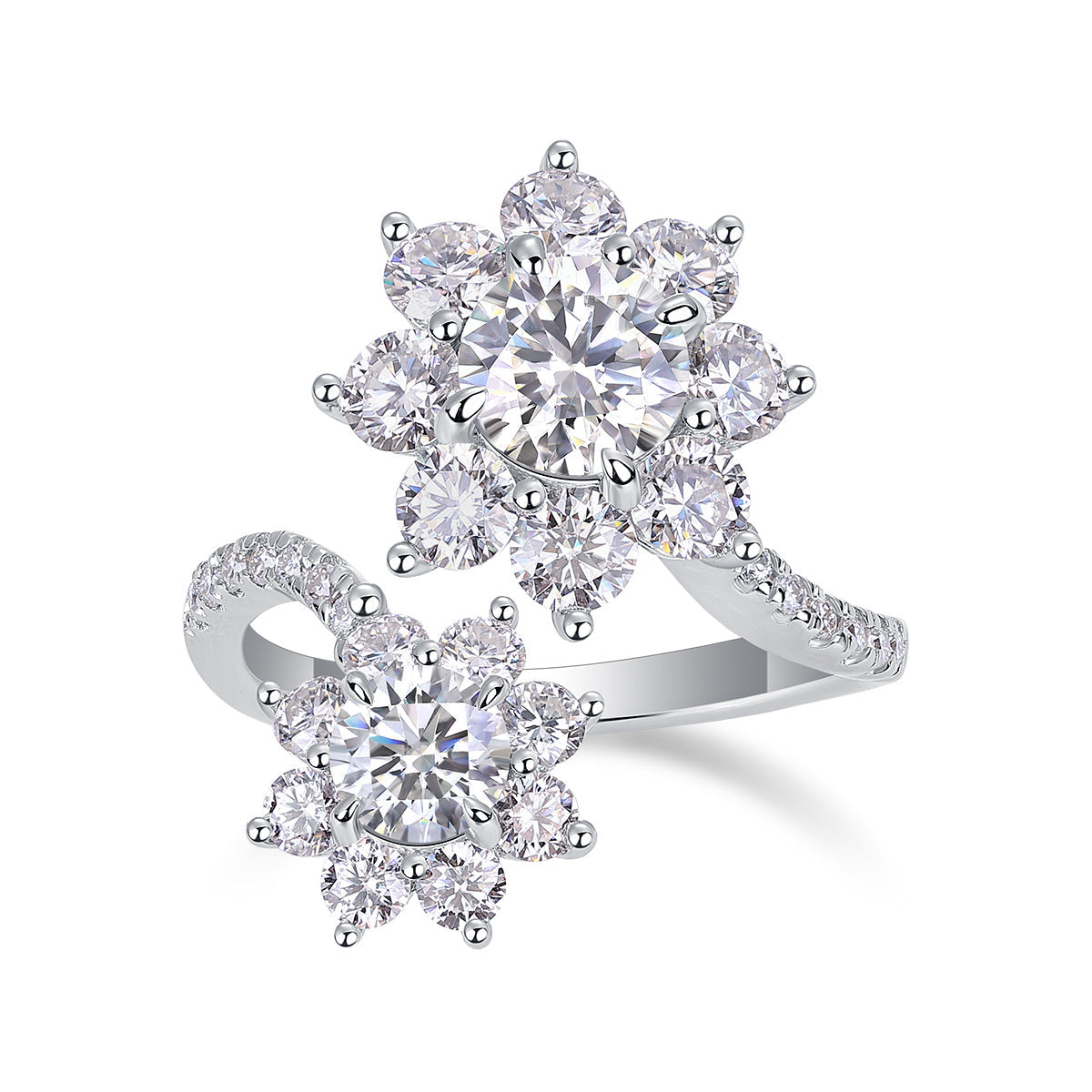 Petal Morning Dew - A Fashionable Diamond Jewelry Piece Set With 1-carat Moissanite S925 Sterling Silver And Platinum Diamond Ring Weloria