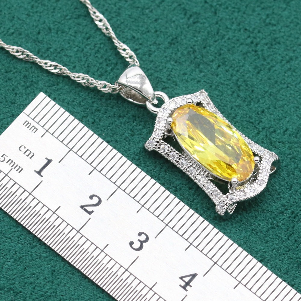 Anti-allergy Zircon Necklace Earring Ring Dinner Ornament Suit Weloria