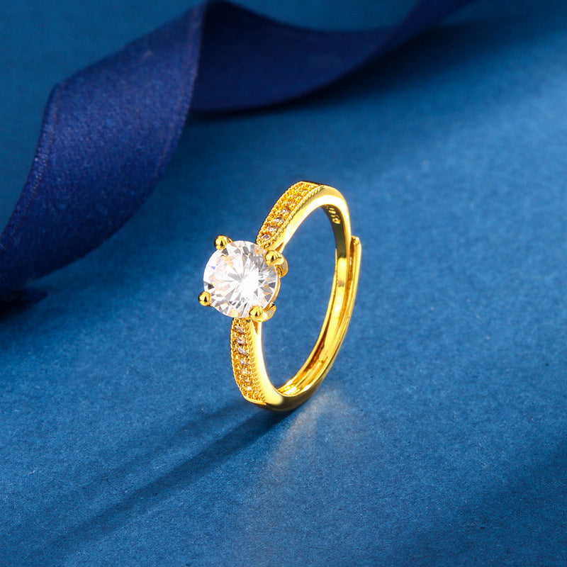 Classic Four-claw Ring 1 Karat Eight Hearts And Eight Arrows Zircon Affordable Luxury Fashion Weloria