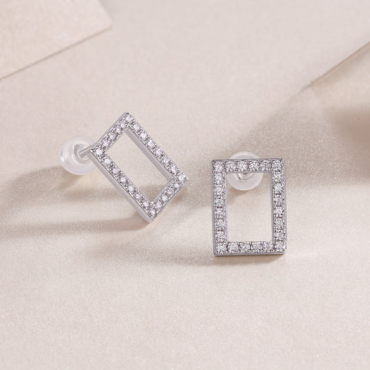 In Full Swing - Fashionable And Affordable Jewelry With Moissanite S925 Sterling Silver And Platinum-plated Stud Earrings Weloria