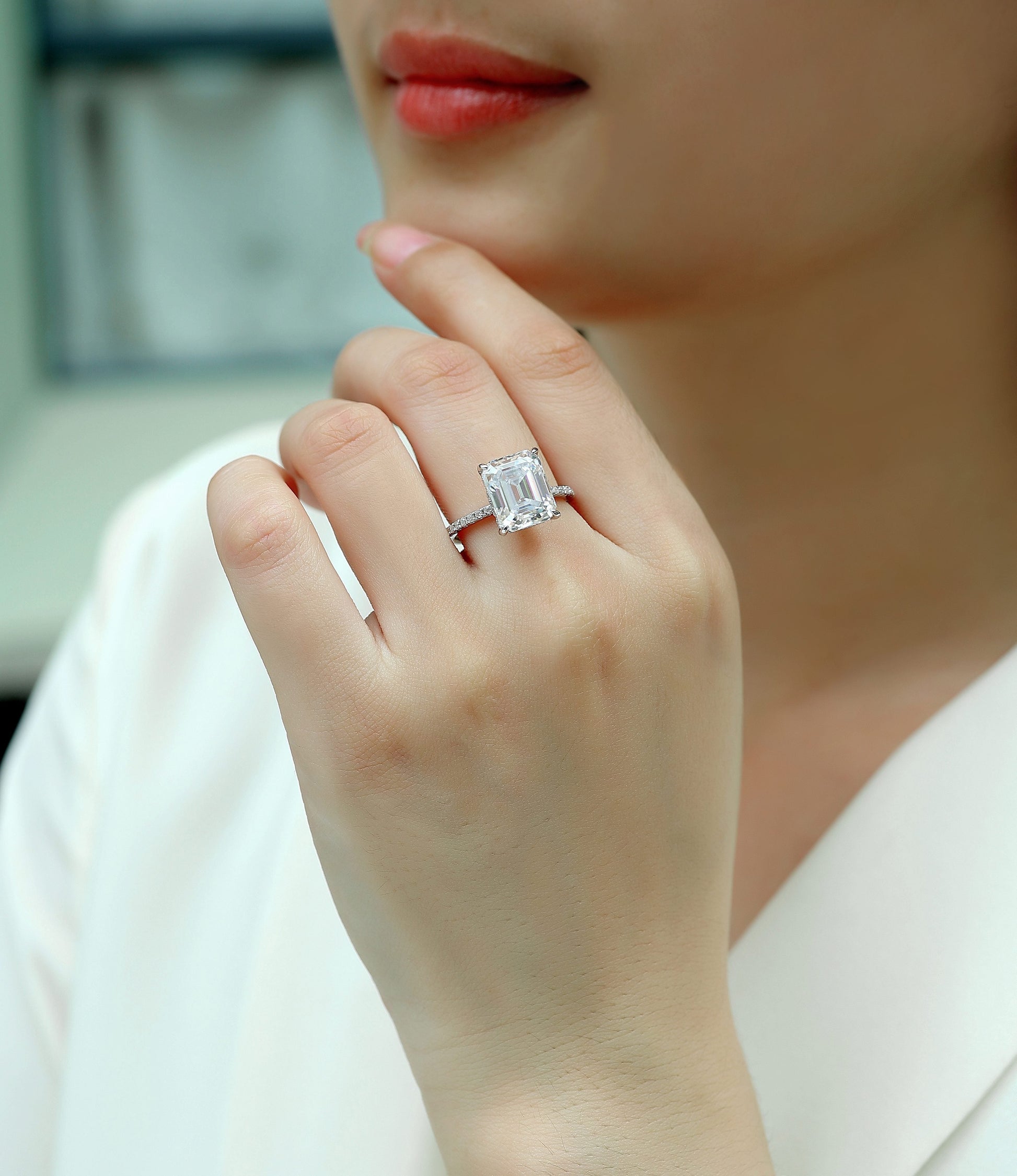 Iridescence City - Fashionable Diamond Jewelry Set With Moissanite S925 Sterling Silver And Platinum Diamond Ring Weloria