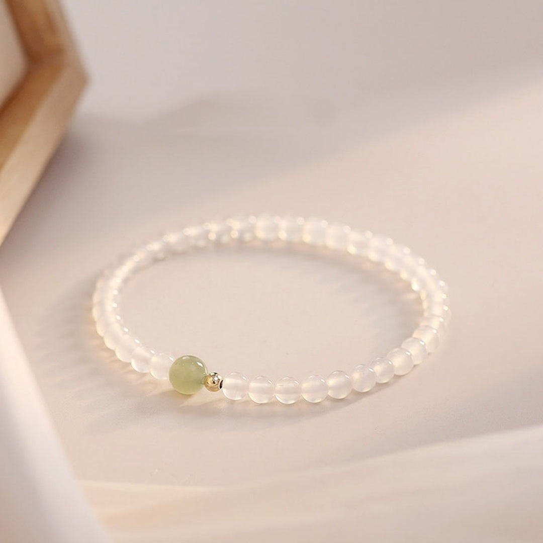 Natural Hetian Jade White Agate Women's Bracelet Weloria