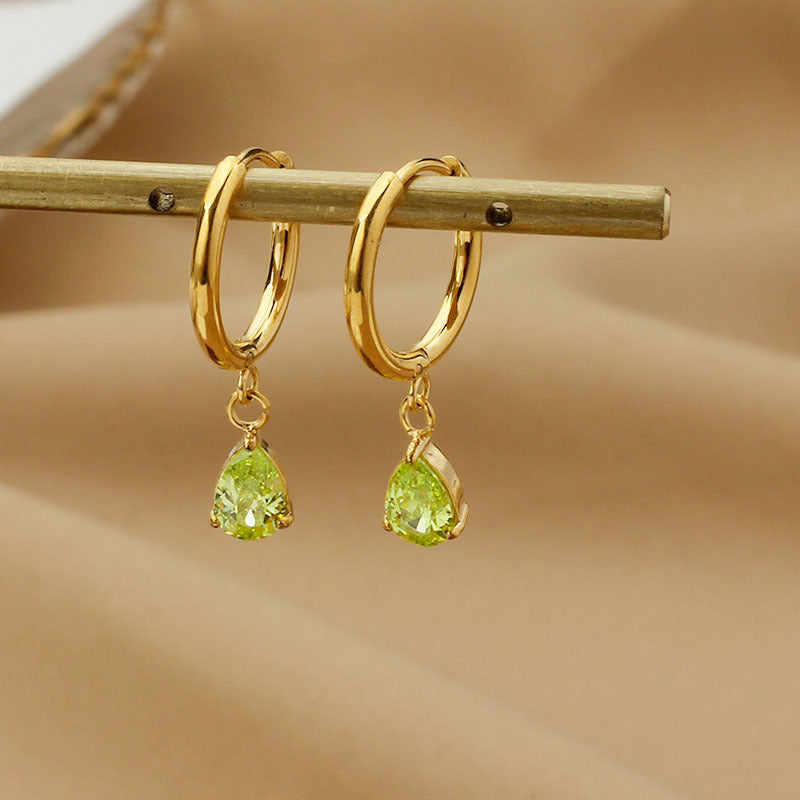 Drop-shaped Zircon Earrings Women's Stainless Steel Light Luxury High Sense Weloria