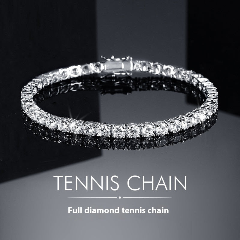 Classic 18K Gold Electroplated Zircon High-grade Tennis Full Diamond Personality Bracelet Weloria