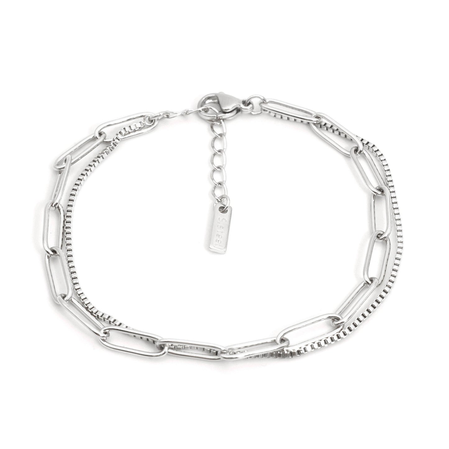 Double Layer Twin Titanium Steel Bracelet Ins Cold Style European And American Women Weloria