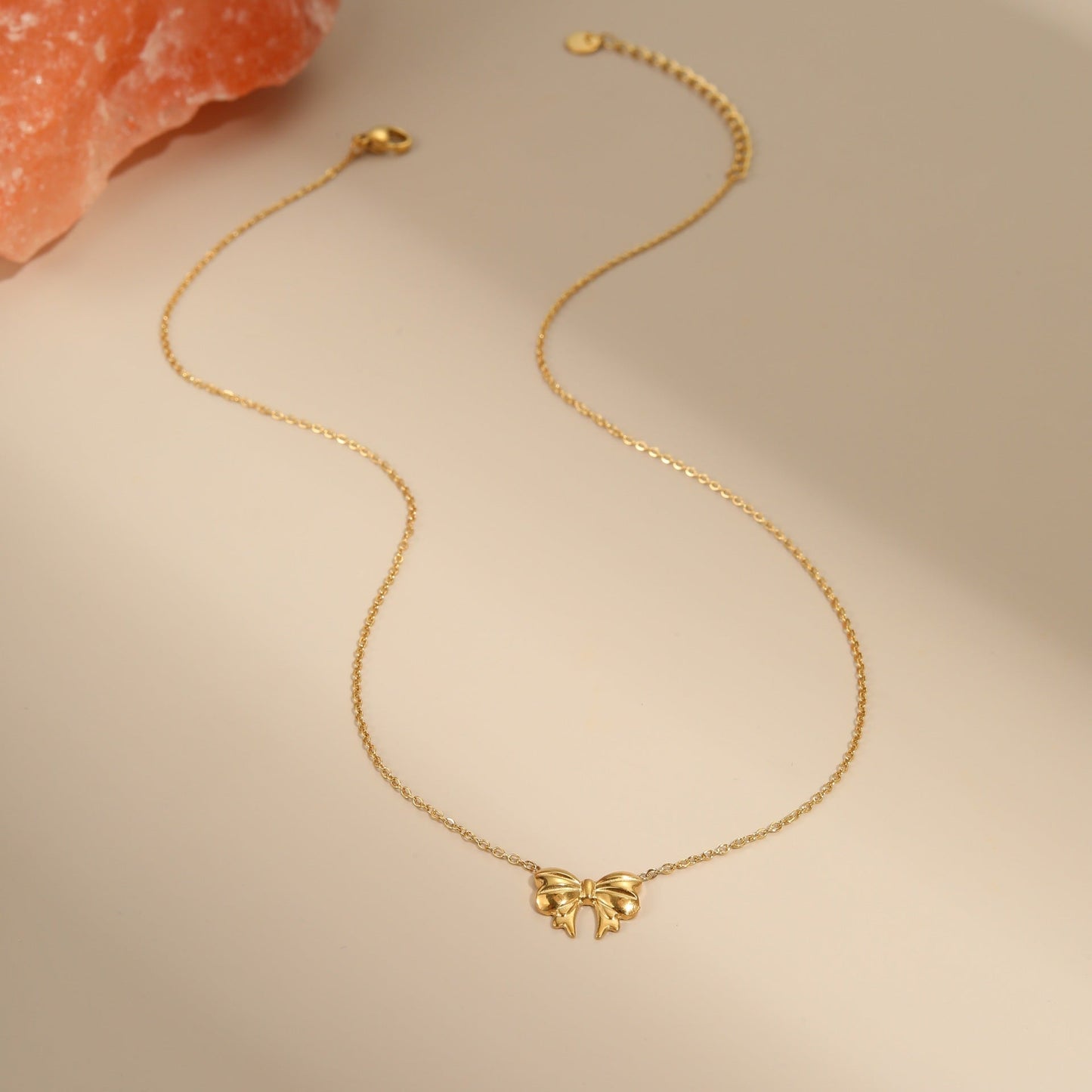 Bow Stainless Steel Necklace Gold-plated Design Light Luxury Weloria