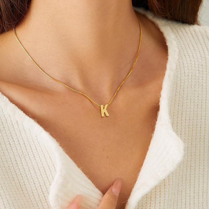 Stainless Steel A- Z Pendant Necklace 26 Letter Necklace Elegant Graceful Weloria