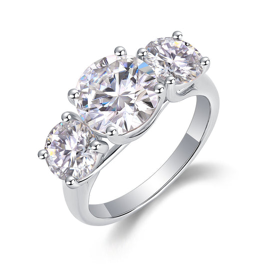 Three Lives Of Fortune - A Fashionable And Luxurious Jewelry Piece Set With 3-carat Moissan Diamond S925 Sterling Silver And Platinum-plated Diamond Weloria