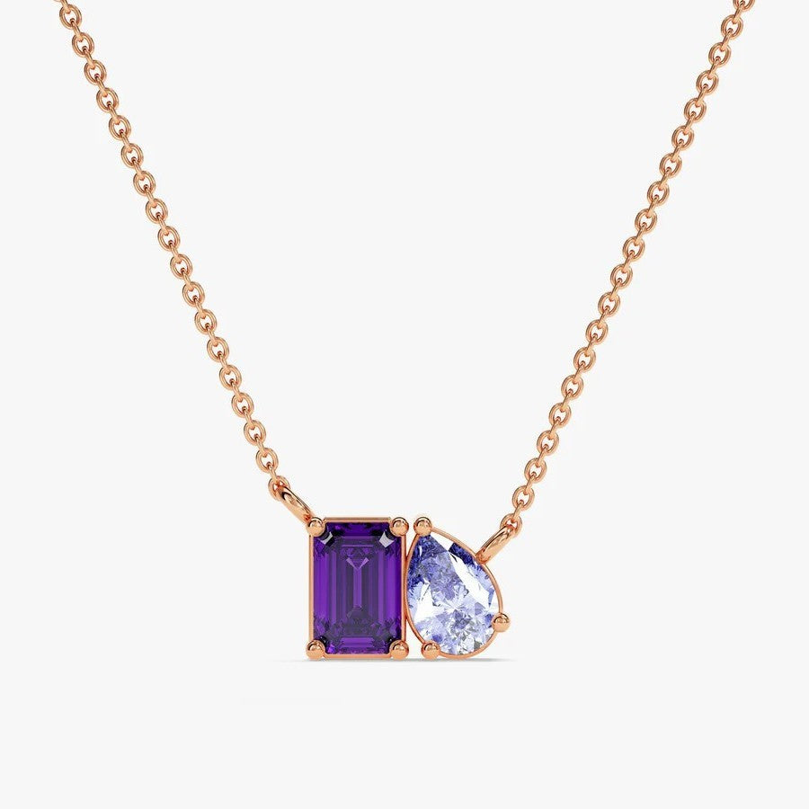 Rectangular Teardrop Zircon Simple Necklace Weloria