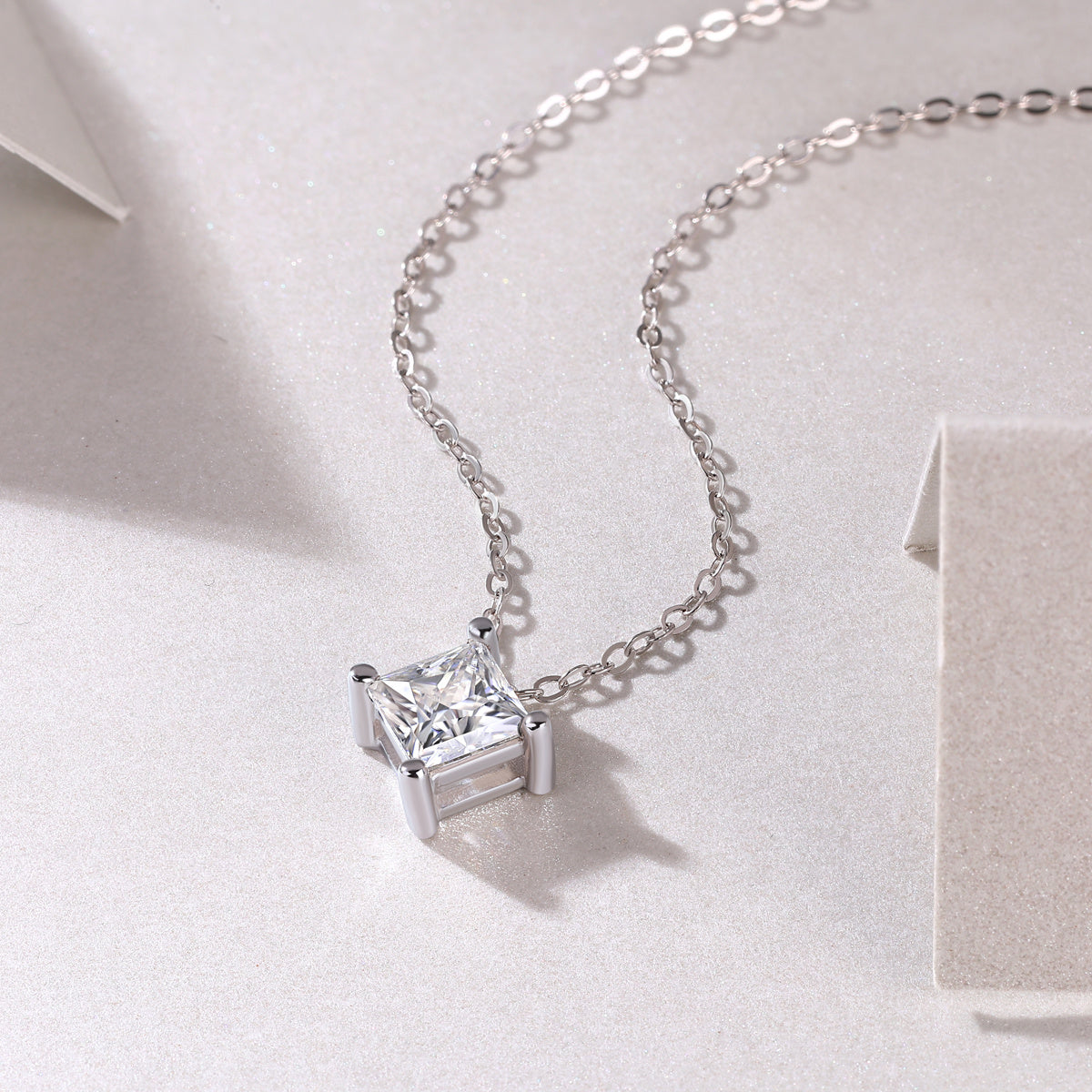 Stay Together - A Fashionable And Luxurious Diamond Jewelry Pendant Set With Square Moissanite S925 Sterling Silver. Weloria