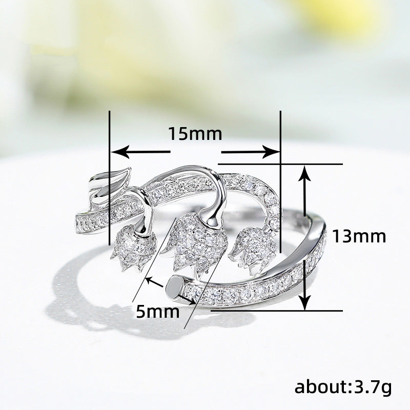 Rosebud Three-dimensional Open Ring Light Luxury Exquisite And Beautiful Weloria