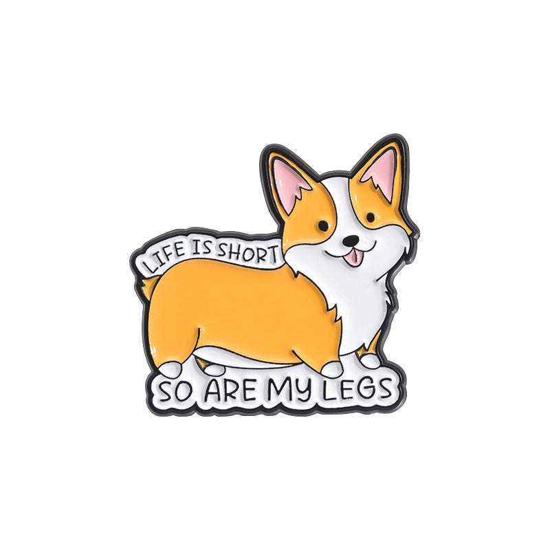 Orange Animal Corgi Dog Metal Brooch Clothing Accessories Weloria