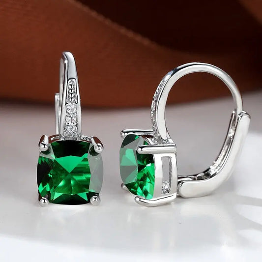 Square Zircon Inlaid Ear Hook Korean Style Fashion All-matching Weloria