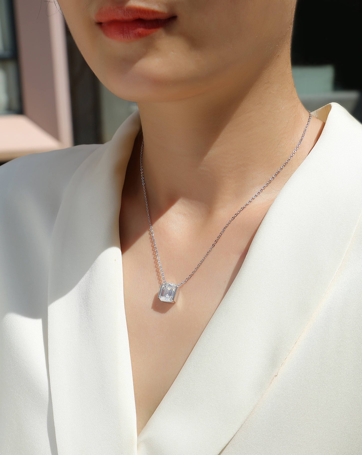 The Brilliance In A Small Space - A Fashionable Jewelry Pendant Set With Moissanite S925 Sterling Silver And Platinum-plated Diamond, Moissanite Silver Jewelry Weloria