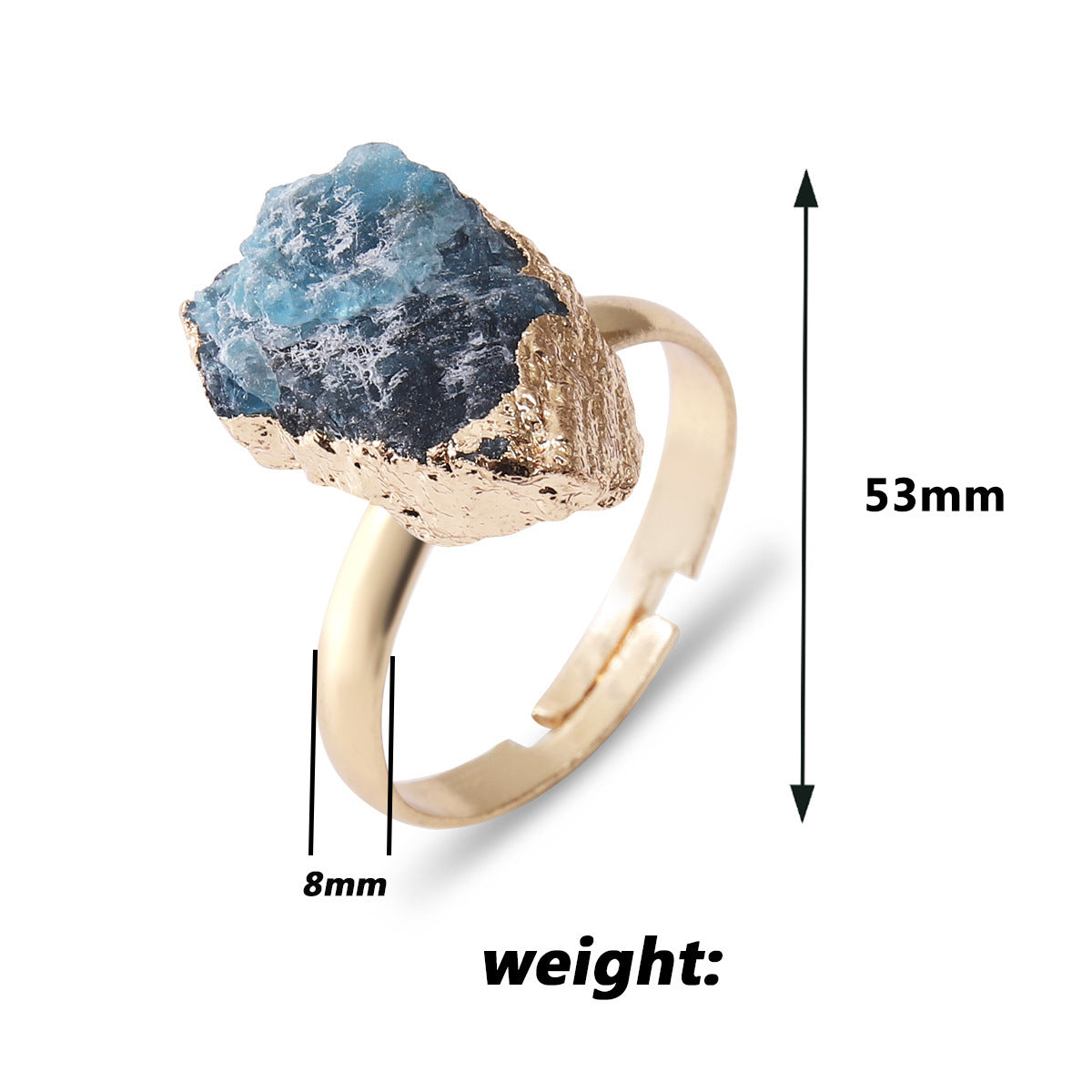 Natural Crystal Ring Rough Stone Gold-plated Open Weloria
