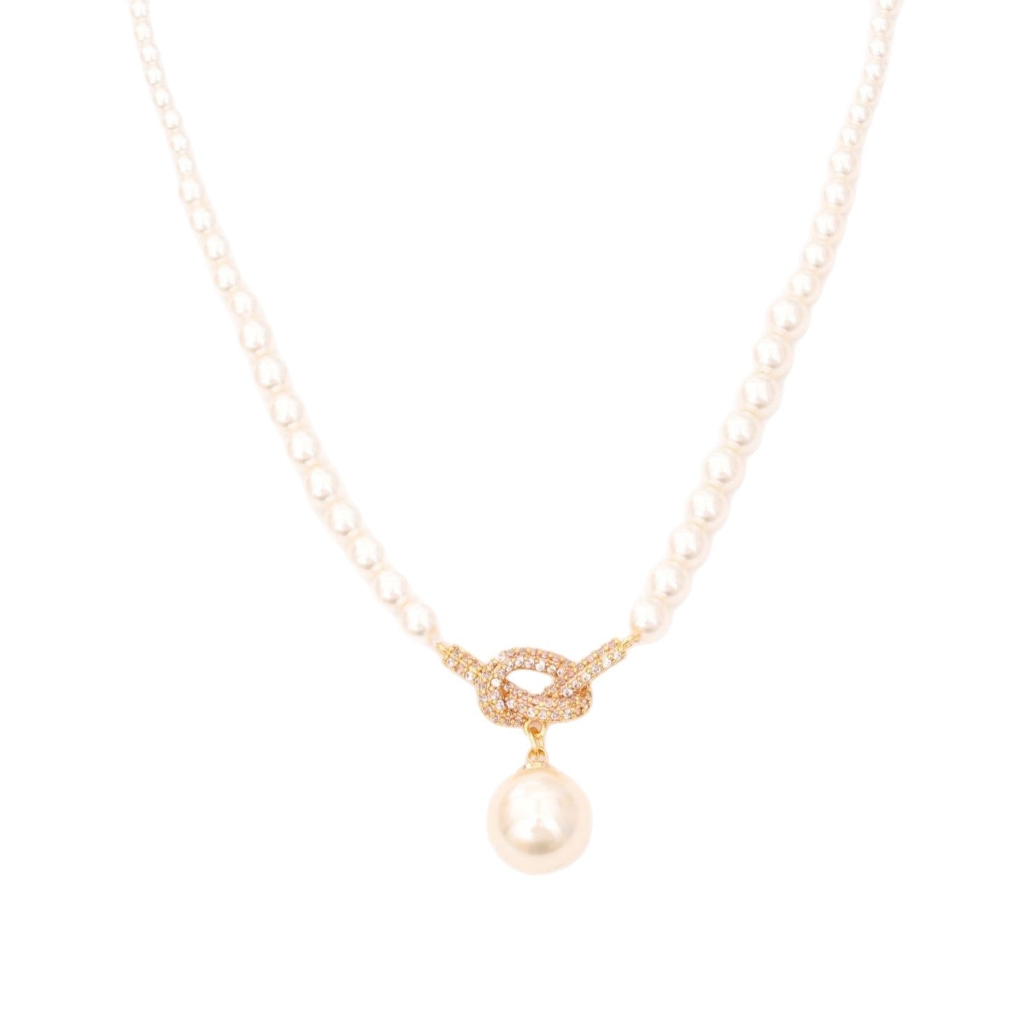 Affordable Luxury Fashion Knotted Pearl Pendant Necklace Weloria