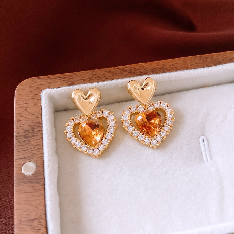 Women's Versatile And Simple Silver Needle Heart-shaped Earrings Weloria
