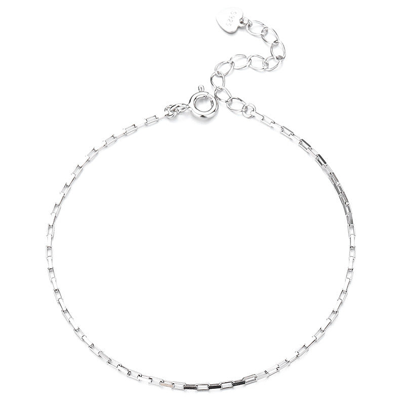 925 Sterling Silver Square Buckle Bracelet For Women Summer Weloria