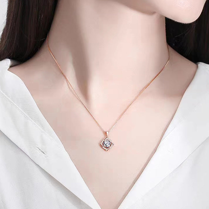 S925 Sterling Silver Windmill Moissanite Necklace Weloria