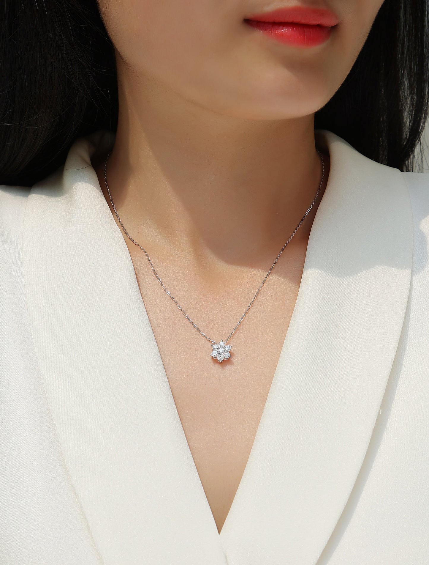 Snowflakes Fluttering - A Fashionable And Luxurious Diamond Jewelry Pendant Set With Moissanite S925 Sterling Silver And Platinum Plating Weloria