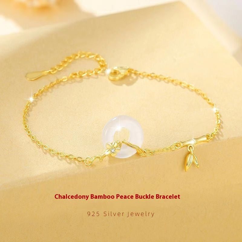 Luxury Fashion Peace Buckle White Chalcedony Bracelet Weloria
