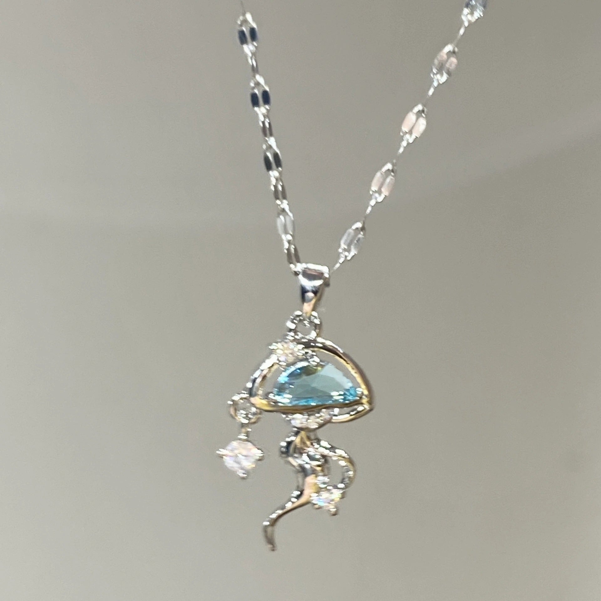 S925 Sterling Silver Blue Jellyfish Necklace Weloria